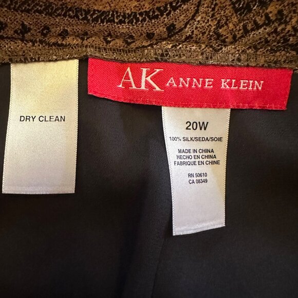 Anne Klein Brown Paisley Silk Midi Skirt Size 20W - Picture 6 of 6